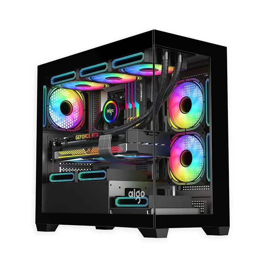 Vỏ case AIGO C218M BLACK (mATX, màu đen, không fan)